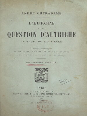 cover image of L'Europe et la question d'Autriche au seuil du XXe siècle